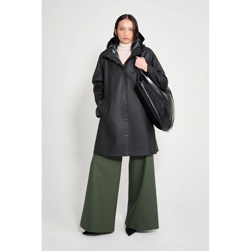 Stutterheim Mosebacke Original A-Line Raincoat Black Waterproof Hooded Jacket